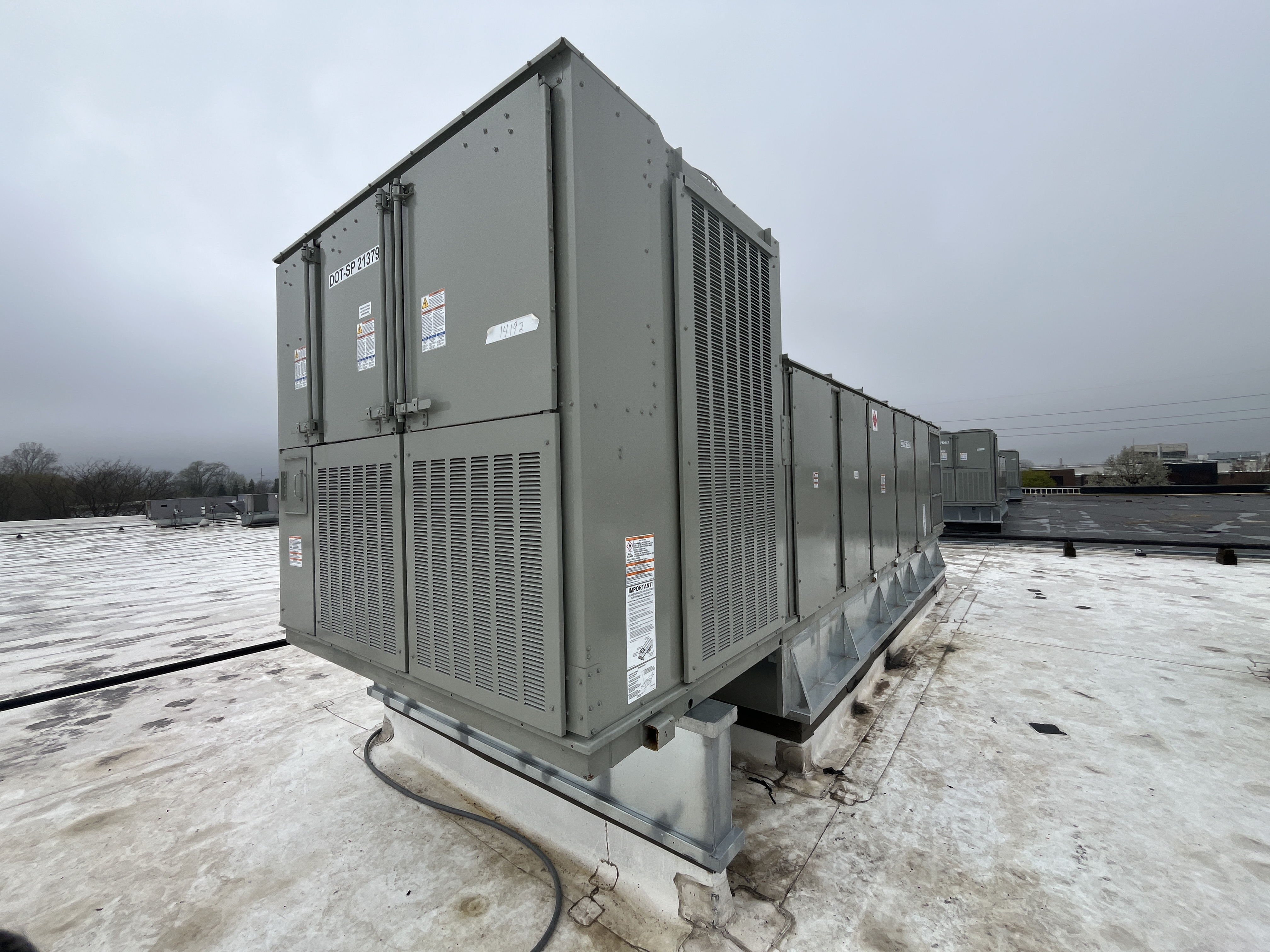 New industrial rooftop HVAC units installed at a Holland, MI metal stamping plant
